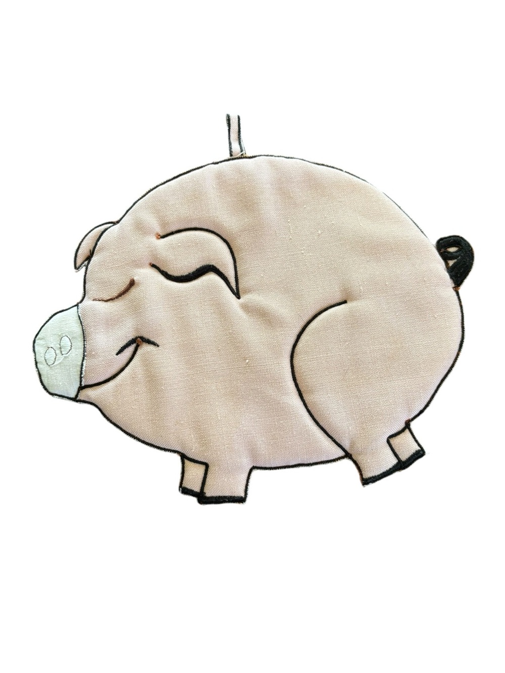 VTG WC Imports Pink Pig Piggy Pot Holder Farm Farmhouse Decor 80’s Loop To Hang